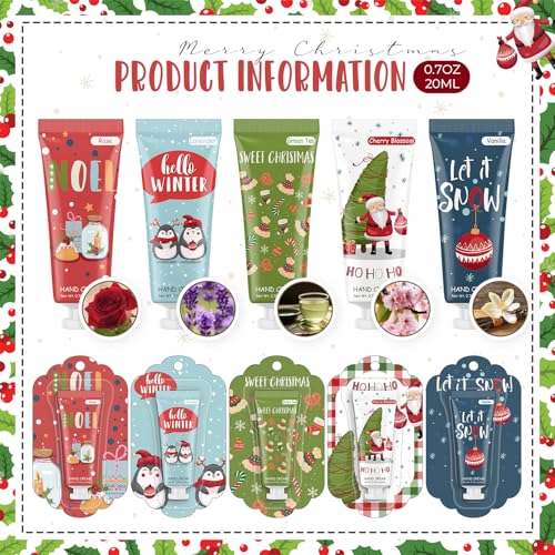 50 Pcs Christmas Gifts Hand Cream Bulk Mini Hand Lotion Travel Size Women Moisturizer Creams Christmas Stocking Stuffers Appreciation Gifts for Employee Coworkers Women Mom