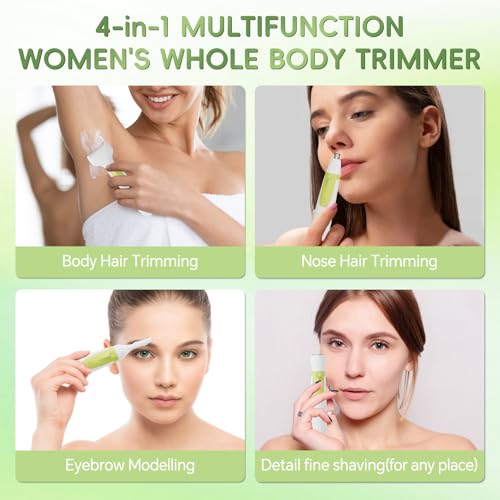 Electric Shaver for Women, Wet/Dry Razors for Women with LED Display, 4 in 1 Cordless Hair Remover for Arms Legs Pubic Armpit Face, IPX7 Waterproof, Painless Electric Grooming Kit