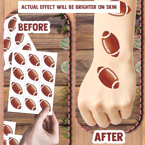 192Pcs Football Pre-Cut Tattoos Stickers, Football Face Tattoos for Game Day Birthday Celebrations School Events, 16 Sheets