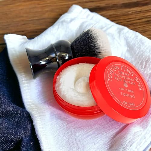 TFS Ciotola Rossa Semi Soft Shaving Soap, Classic Almond Scent 125ml (4.2 oz), Made in Torino Italy since 1945, Creates a Luxurious Lather, For use with a Shave Brush