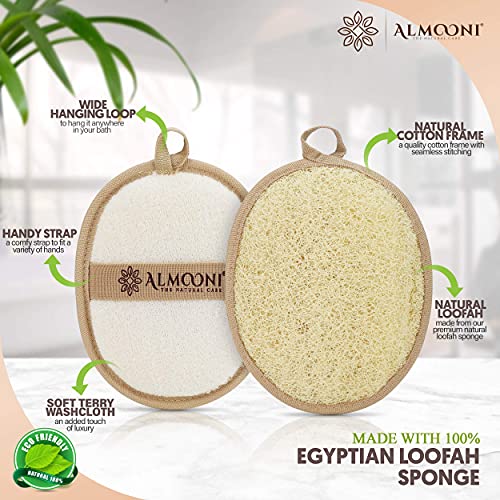 Premium Exfoliating Loofah Pad Body Scrubber and Back Scrubber, Made with Natural Egyptian Shower Sponge That Gets Your Body Clean