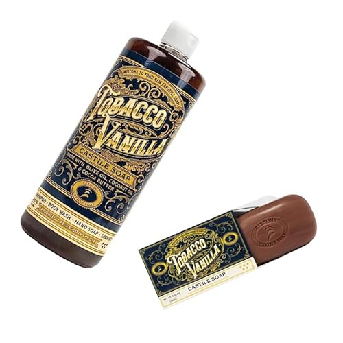 Castile Soap Liquid & Body Wash Castile Soap Bar for Sensitive Skin Natural Soap for Men w/Olive Oil, Cocoa Butter & Coconut Oil ? Vegan Mens Body Soap & Mens Shampoo
