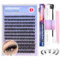 DIY Lash Extension Kit, 240Pcs Lash Cluster Individual Eyelash Extension Kit Natural Volume DD Curly Cluster Lashes with Lash Bond and Seal, Application at Home DIY Eyelash Extensions Kit(50p, 9-16MM)