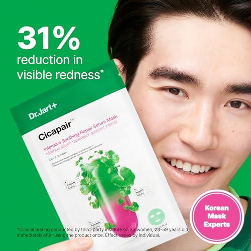 Dr.Jart+ Cicapair Sensitive Skin Serum Korean Face Mask for Redness with Centella Asiatica | Sheet Mask | Korean Skin Care