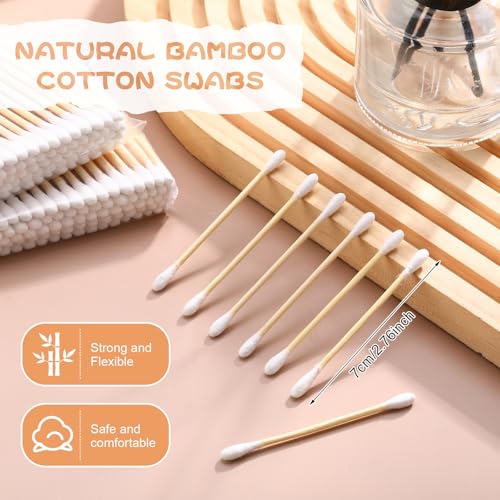 Dunzy 20000 Pcs Bamboo Cotton Swabs Bulk 2.76 Inch Double Round Cotton Swabs with Wooden Sticks Travel Size for Ears Makeup Daily Cleaning Pet Care Arts Crafts