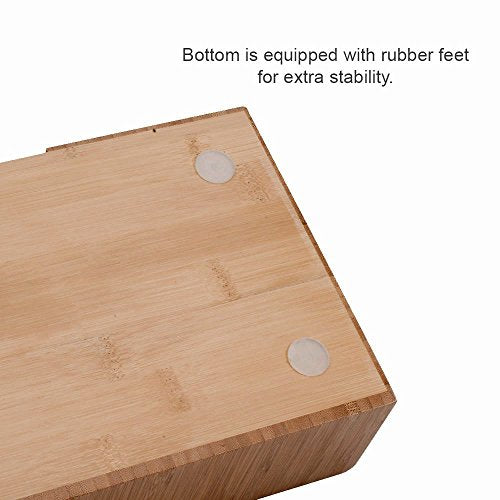 MobileVision Bamboo Make Up Organizer & Cosmetic Holder, Storage on Vanity Counter or Bathroom, Multiple Compartments