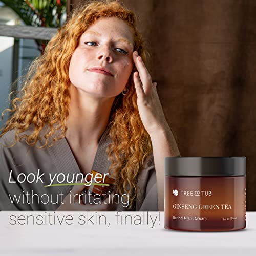 Tree to Tub Retinol Anti Aging Face Moisturizer for Dry & Sensitive Skin - Anti Wrinkle Hyaluronic Acid Facial Moisturizer, Vitamin A & E Night Cream for Women & Men w/Organic Aloe 2 Pack