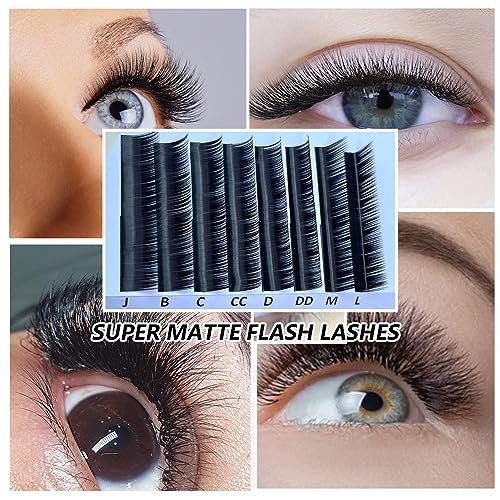 Professional Eyelash Extension Kit ? Curl B,C,D,J & M - Volume Eyelash Extensions Supplies Mix Tray (8-16mm) - 0.03,0.05,0.07,0.015, 0.20mm Thickness (C-Curl - 0.07mm - Pink)