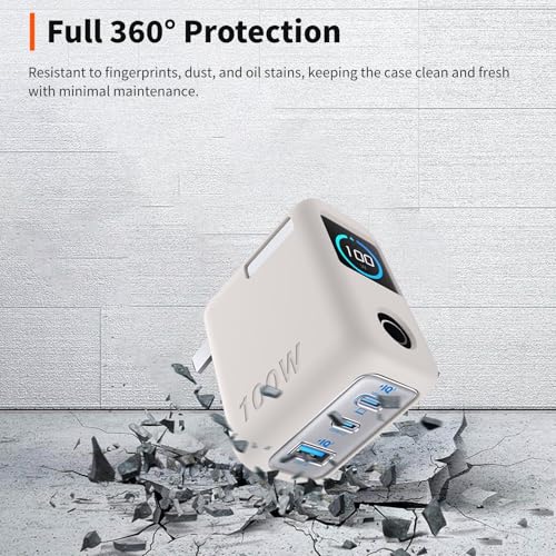 for Anker 100W Charger Silicone Case Cover, Shockproof/Waterproof/Dustproof, Scratch-Resistant, Chargeable Without Removal (Off White)