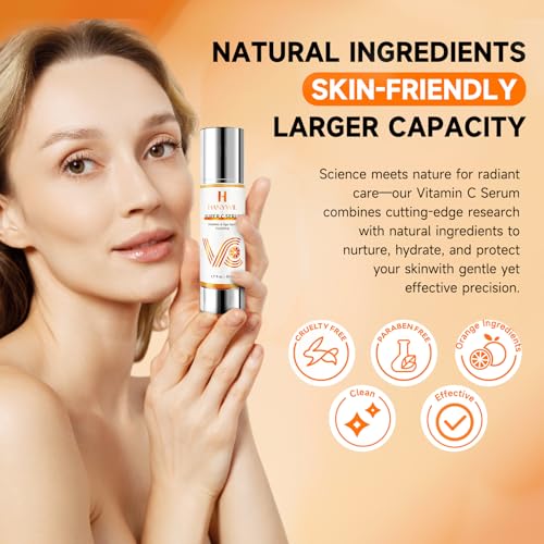 HANYWIL 20% Super Vitamin C Serum for Mature Skin, Targets Age Spot & Wrinkle Reduction with Hyaluronic Acid, Hydrating Anti-Age Serum 1.7fl oz