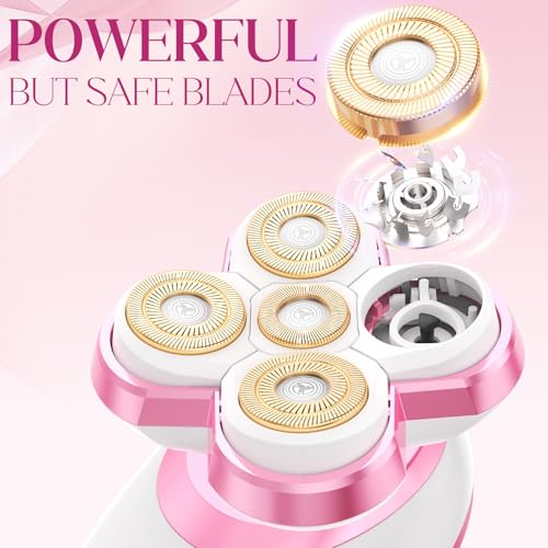 Electric Razors for Women Legs, Upgraded Magnetic Flawless Electric Shaver for Women, Rechargeable Waterproof Women's Electric Trimmer for Arms Legs and Pubic Area (Pink)