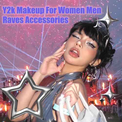 NOOEPC Face Gems Lip Stud, Fake Piercings y2k Accessories Nose Stud Eyebrow Stud, Non Piercing Nose Stick on Silver Belly Button Sticker, Face Sticker Ring Cool Punk Y2K Makeup for Women Men
