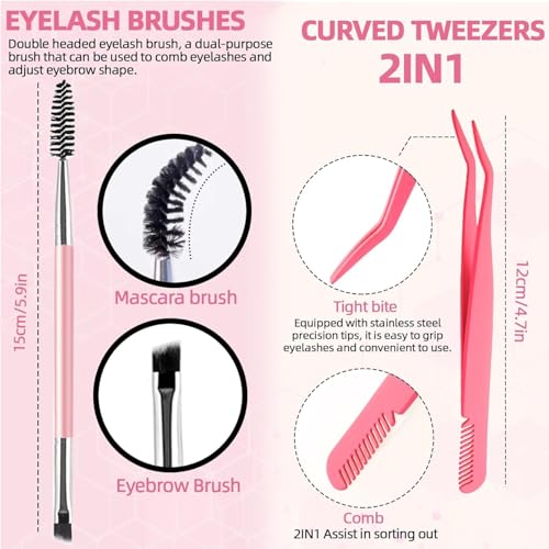 DIY Lash Extension Kit 802Pcs with Bottom Lashes Lash Bond and Seal,Quick Glue Remover Lash Shampoo Cleansing Brush Headband Wristband Tweezers Eyelash Brush Mini Applicato