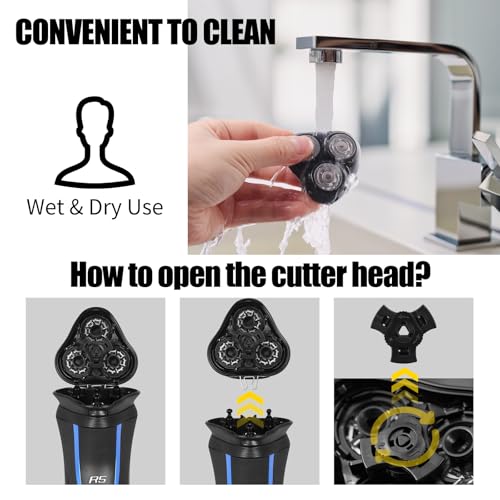 Universal Rotary Replacement Shaver Head,Compatible with Remington Shaver Series,for R3,R4,R5,R6,R7,R8,SP-3141 and SP-5161 Foils/Blades (Black(2 Count))