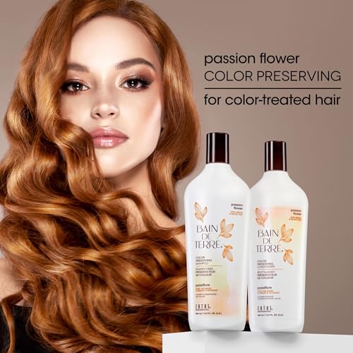 Bain de Terre Passion Flower Color Preserving Conditioner, Luxurious Hydration for Vibrant Color & Protection from Fading, with Argan & Monoi Oils, Paraben-free, Vegan