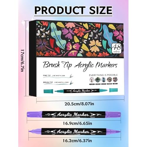 EBANKU 48 Colors Nail Art Pens Set, 3D Christmas Nail Art Makers Pens Quick-Drying Nail Art Polish Acrylic Paint Nail Point Graffiti Dotting Liner Pen No Squeeze Needed