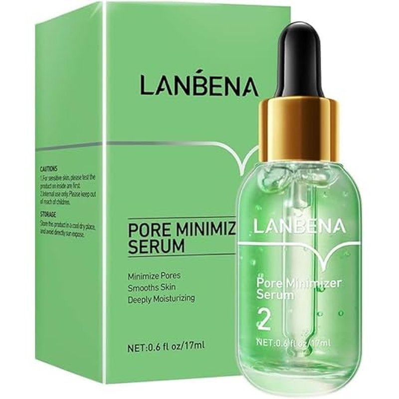 LANBENA Pore Minimizer Serum, Pores Shrinking Serum for Face, Oil Control Firming, Tightening Pores, Vegan Moisture after Blackhead Remover, Centella Asiatica, Hamamelis Virginiana, 0.6 fl.oz