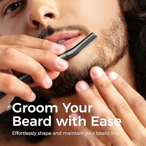 ZOMCHI Eyebrow Razor, Face Razors for Women&Men, Eyebrow Trimmer Shaper with Precision Cover,Facial Shaver with 6 Blades (Black)