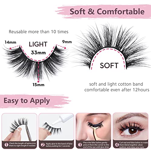 SONAFEEL Soft Mink Eyelashes 15mm Half Volume Lashes Natural Look 12Pairs 6d Fluffy Medium Strip Lashes Bulk Reusable Half Thick False Eyelashes Gift