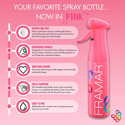 FRAMAR Dreamweaver Highlight Comb Set ? Combs for Hair Stylist- FRAMAR Pink Premium Hair Spray Bottle Continuous Mist