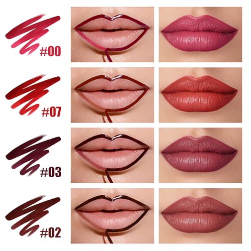 4 PCS Peel Off Lip Liner Set, Lip Liner Stay, Matte Pink Lip gloss Stain, Long Lasting Peel Off Lip Stain Tattoo, Proof Lipstain Nude Non-Fading Lip Gloss Tint