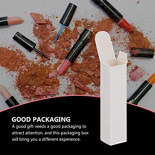 EXCEART Lipstick Pack 50 Pcs Lip Gloss Tubes Kraft Paper Packaging Boxes Lipstick Storage Boxes Lip Balm Wrapping Box (White) Paper Essential Oil Box