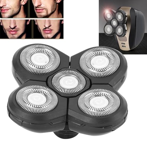 Men Electric Shavers Replacement Head Electric Beard Shaver 5 Blade Rotating Head Accessory Replacement (Spare 5 Blades)
