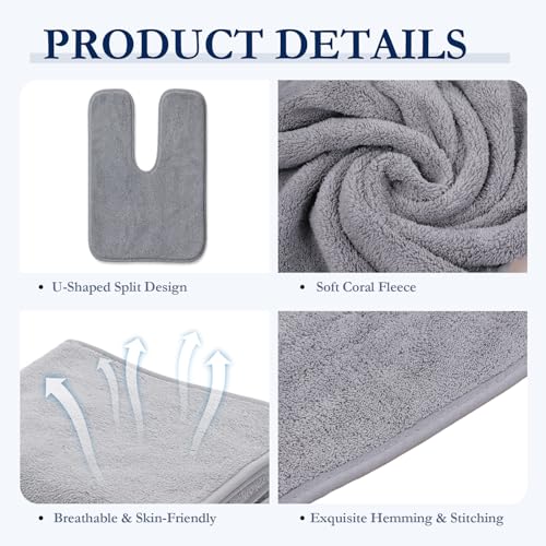 12 PCS U-Shaped Facial Towels, Estheticians Towels Microfiber Soft Spa Towel Coral Fleece Face Cloth for Beauty Salons, Skin Care £¨Grey£©