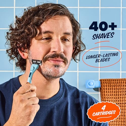 Dollar Shave Club | 4 Blade Razor Refills (4 Pack) and Shave Butter 3 ounce | Swift Rinse Blades for Longer and Thicker Hair | Razors for Men