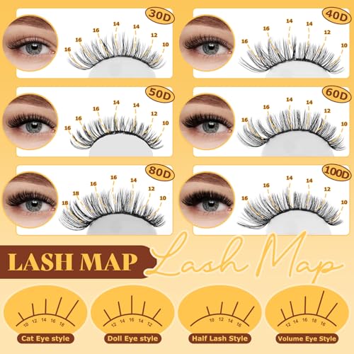 QUEWEL 580PCS Lash Clusters Kit 30D+40D+50D+60D+80D+100D Lashes Clusters Kit 10-18mm Cluster Lashes Individual Eyelash Clusters Reusable for Natural DIY Cluster Eyelash Extensions for Beginners