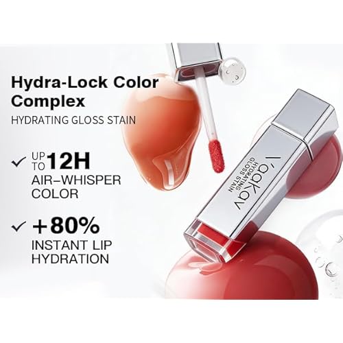 Glossy Lip Stain ? Hydrating Tinted Lip Oil Stain with High-Shine Gloss Finish, Non-Sticky Moisturizing Lip Tint, Long-Lasting Stain for Soft & Plump Lips(03 CHRRY JUICY)