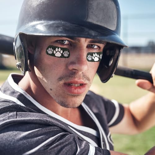 Blulu 24 Pairs Glitter Paw Eye Black Temporary Tattoos Paw Face Tattoo Sticker Claws Sports Eyeblack Cheek Cheers for Football Baseball Softball Birthday Party Sports Fan Cheerleader Supplies(Black)