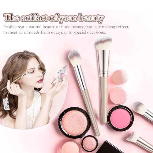 70Pcs Makeup Brushes Set Premium Makeup Kit with Case Premium Synthetic for Foundation Concealer Blush Eyeshadow Powder Contour Makeup Brush Kit Face Eye Make up Brushes & Tools (Brown)