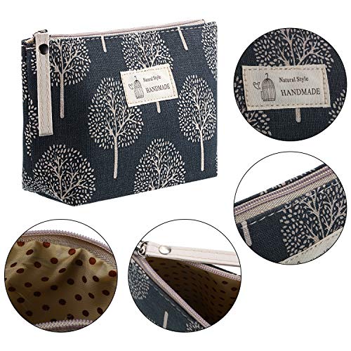 Boao 8 Pieces Canvas Cosmetic Bags Printed Small Makeup Bag Multi Function Travel Organizer Pouch Purse with Zipper for Women Fall Vacation Travel Toiletry storage Christmas Birthday Gift, 8 Styles