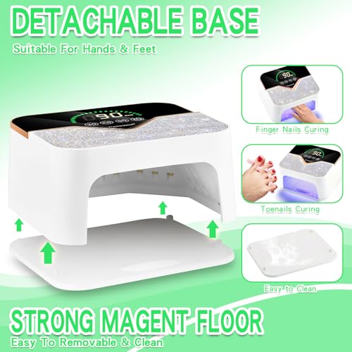 Rechargeable UV LED Nail Lamp, Cordless Nail Dryer for Gel Polish, UV Nail Lamp with 3 Timers Setting and LCD Touch Screen, Professional Curing Lamp Light with 45 Beads for Salon and Home