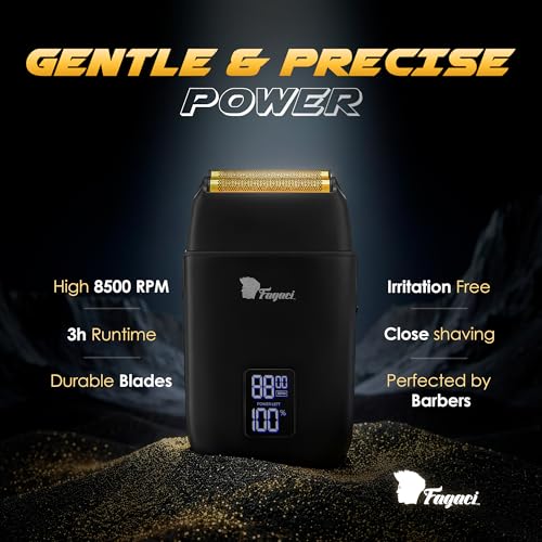Fagaci Barber Foil Shaver for Men ? Glass Smooth Shave Zero Irritation, Professional Barber Razor 8500RPM High Torque, Foil Electric Shaver for Men 3H Battery, Mens Razor for Face, Easy Clean