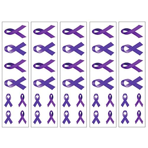 40 Purple Ribbon Temporary Tattoos: Pancreatic Cancer Awareness Tattoo
