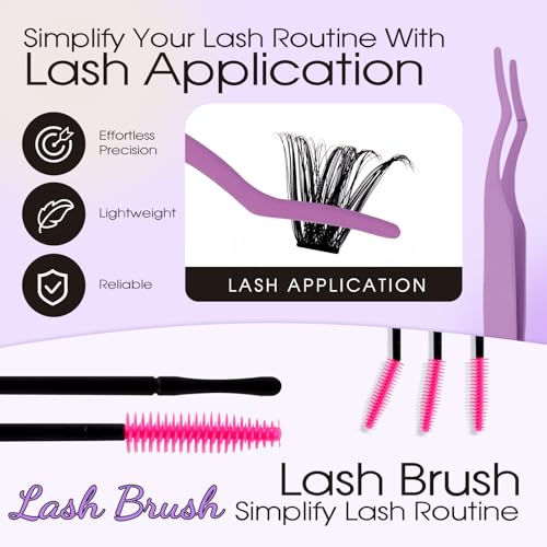 Lash Clusters Kit for Using at Home: Lightweight, DIY, Natural, Fluffy, Wispy, Waterproof, Anime, Manga, Cat Eye, C Curl, 12-16mm, 100P+200P, Wendy, RT318