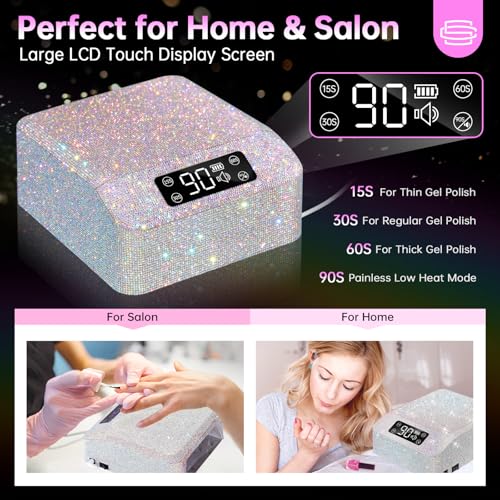 UV LED Nail Lamp 96W Plug-in Nail Dryer Sparkly Gel Polish Light 4 Timer Setting Professional Quick Dry Curing Lamp with Display Auto Sensor for Salon & Home