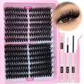 Lash Extension Kit Full Lash Clusters Kit 280pcs Volume Eyelash Extension Kit 100D/150D 2 Styles Eyelash Clusters Kit Bond and Seal Lash Glue with Tweezers Thick Individual Lashes Kit by Ruairie