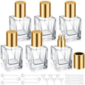6 Pack 30 ml Empty Glass Perfume Bottles Bulk Refillable Atomizer Cologne Bottles DIY Perfume Making Supplies Vintage Fragrance Packaging Glass (Gold Metal Lid)