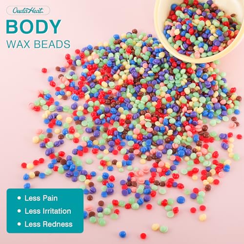 2lb Bulk Hard Wax Beads, Hypoallergenic Waxing Bead for Sensitive Skin, Rosin-Free Stripless Wax Beans, Coarse Hair Removal for Brazilian, Body, Bikini, Back, Chest, Legs, 5 Silicone Stick & 4 Glove