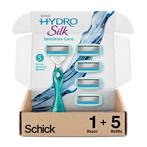 Schick Hydro Sensitive Razor Refills for Men, 12 Count & Schick Hydro Silk Sensitive Skin Razor for Women With 5 Moisturizing Razor Blade Refills