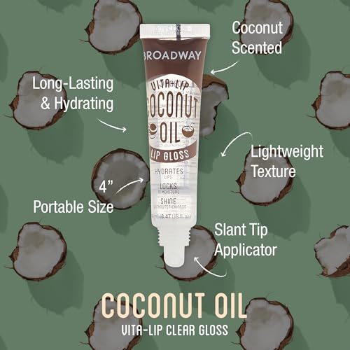Ruby Kisses Broadway Vita-Lip Clear Lip Gloss (Coconut Oil 12 Pack), Ultra-Hydrating & Soothing Formula with Vitamin Oils, High-Shine Non-Sticky Finish, Healing Glossy Lip Balm Locks in Moisture