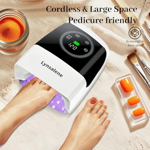 132W UV LED Nail Lamp,Rechargeable UV Light for Gel Nails with 4 Timers & LCD Screen,Prefsssional LED Nail Lamp Nail Dryer Fast Curing for Salon & Home Use