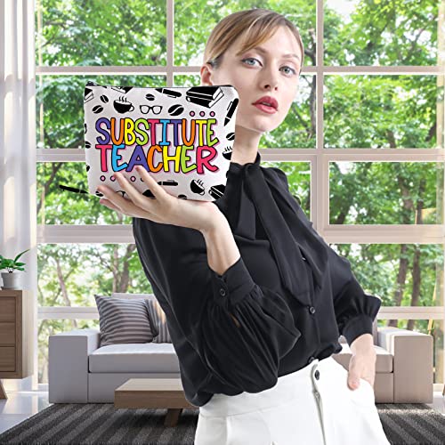 WCGXKO Teacher Gift Substitute Teacher Zipper Pouch Makeup Bag (SUBSTITUTE)