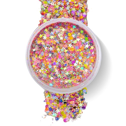 Rainbow Neon - Holographic Body Glitter Gel for Body, Face, Hair - Vegan & Cruelty Free - Electric Bliss Beauty