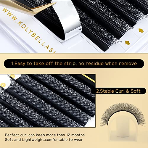 KOLYBEL W Eyelash Extension Automatic Flowering Lash Extension 5D Volume Premade Fan Lashes 0.07 C/D Curl Faux Mink Matte Black W Shaped Tips Soft Lightweight Lashes Supplies(5D-0.07-D-8-15mm)