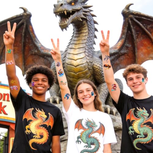 Dragon Temporary Tattoos Dragon Party favors for Adults, 20 Sheets 144 Pieces Dragon Tattoos Stickers Party Supplies Dragon Birthday Party Favors, Goodie Bag Fillers