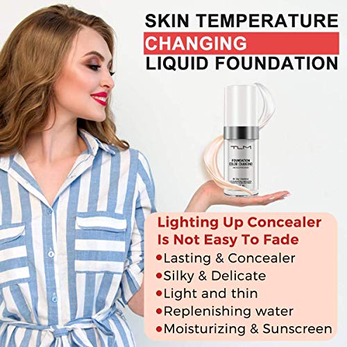 3PCS TLM Concealer Cover Cream, Flawless Colour Changing Warm Skin Tone Foundation Makeup, Base Nude Face Liquid Cover Concealer